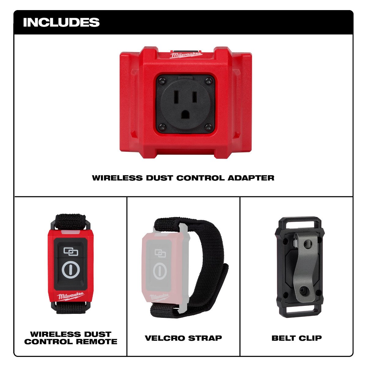 Milwaukee 0950-20 Wireless Dust Control Adapter & Remote Kit - feature callout