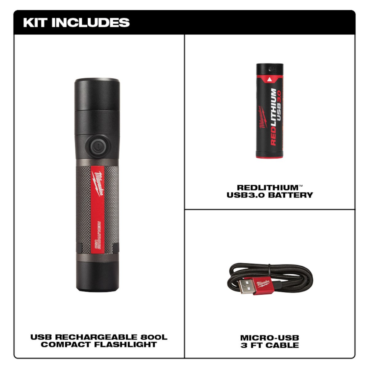 Milwaukee 2160-21 REDLITHIUM™ USB 800L Compact Flashlight - feature callout