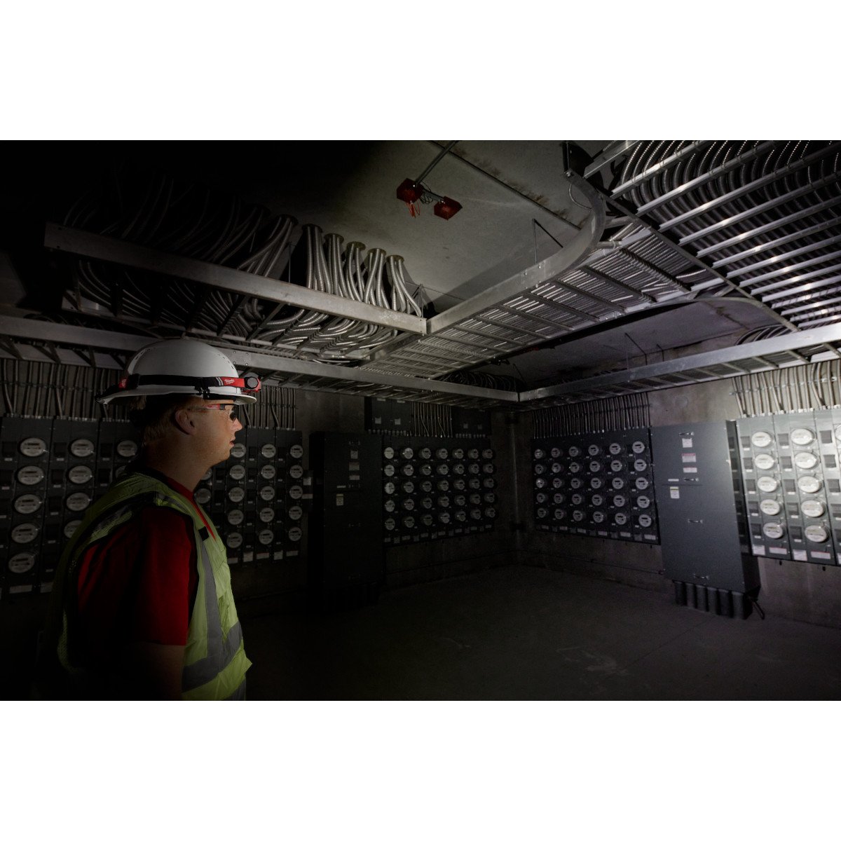 Milwaukee 2163-21 REDLITHIUM™ USB Hard Hat Headlamp - in use