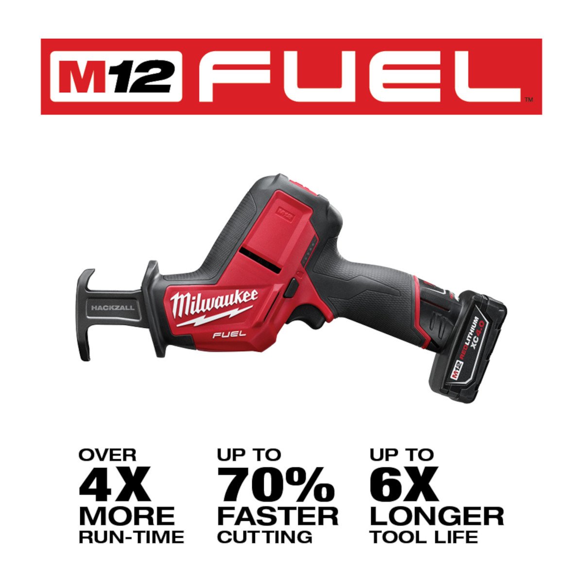 Milwaukee 2520-21XC M12 FUEL™ HACKZALL® Reciprocating Saw Kit - feature callout