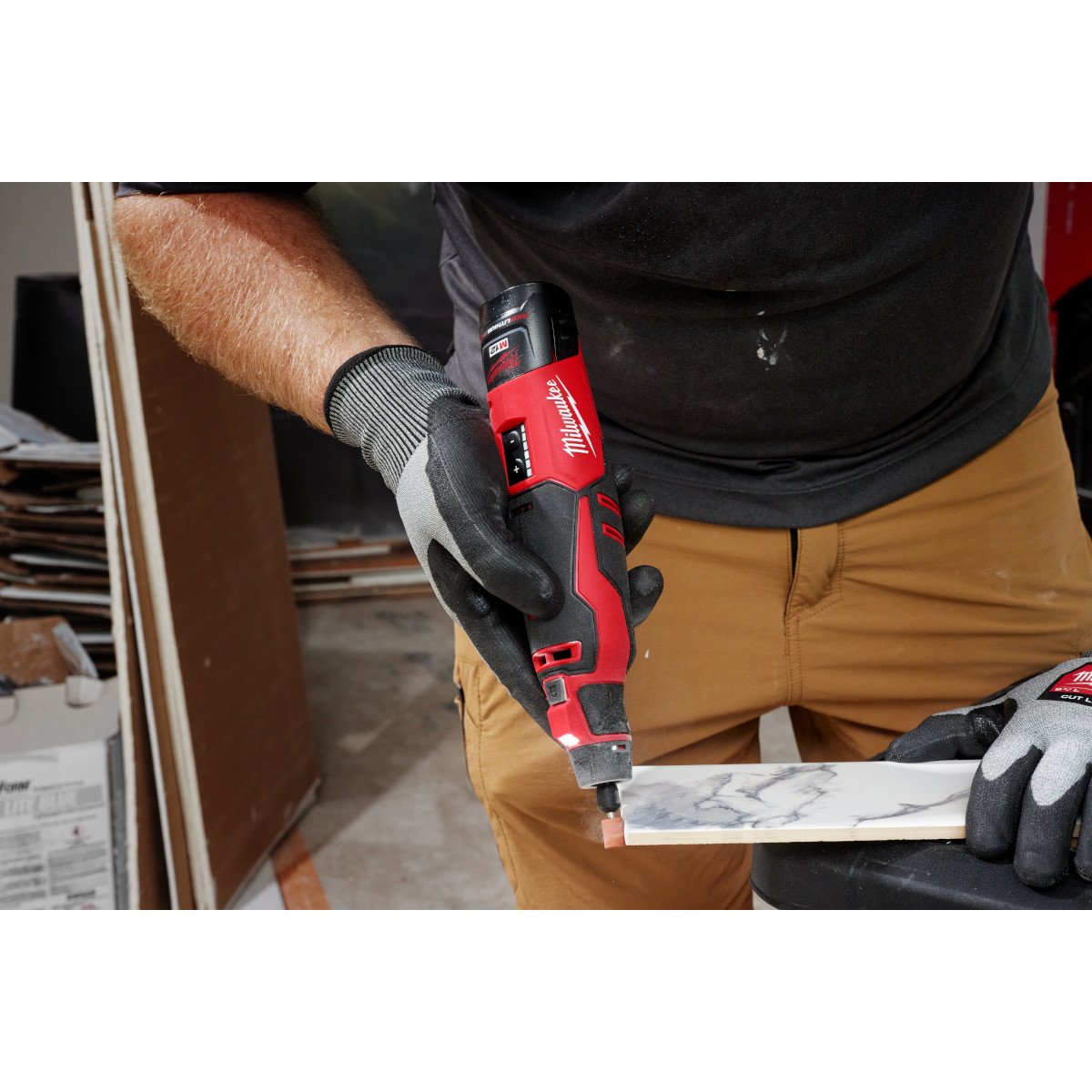 Milwaukee 2525-20 M12™ Brushless Rotary Tool - in use