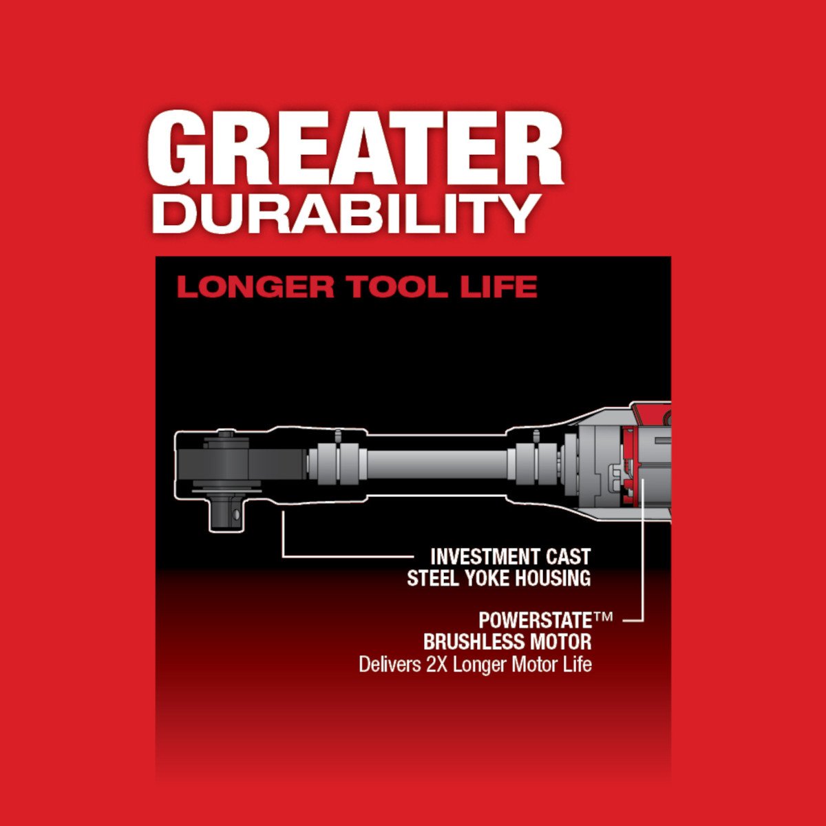 Milwaukee 2560-20 M12 FUEL™ 3/8 in. Extended Reach Ratchet - feature callout