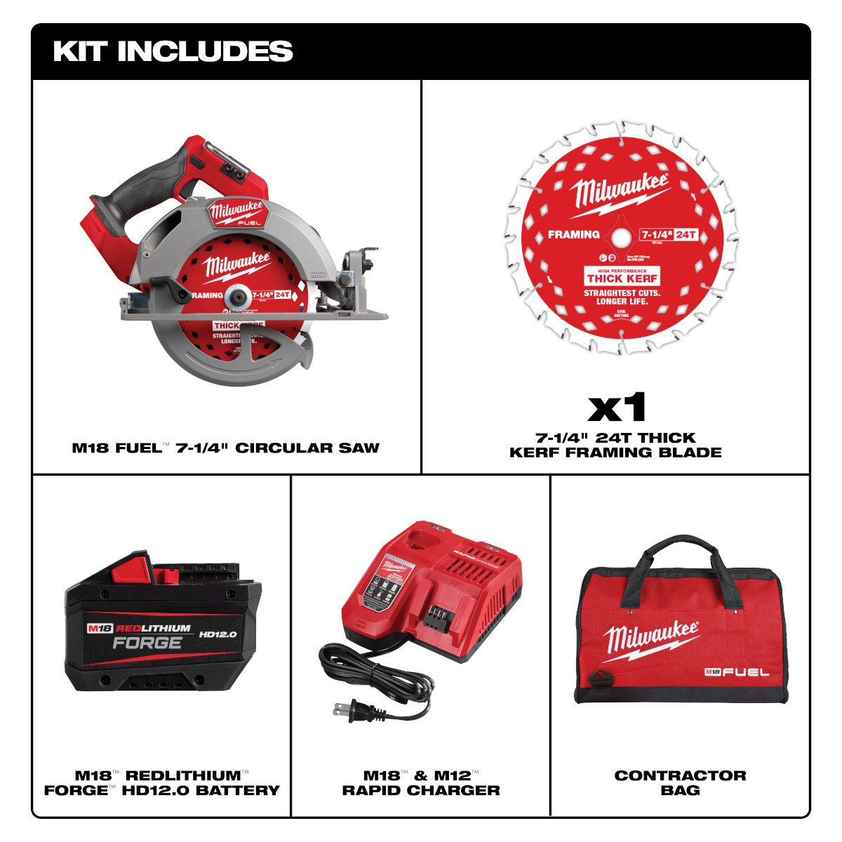 Milwaukee 2834-21HD M18 FUEL™ 7-1/4” Circular Saw Kit - feature callout