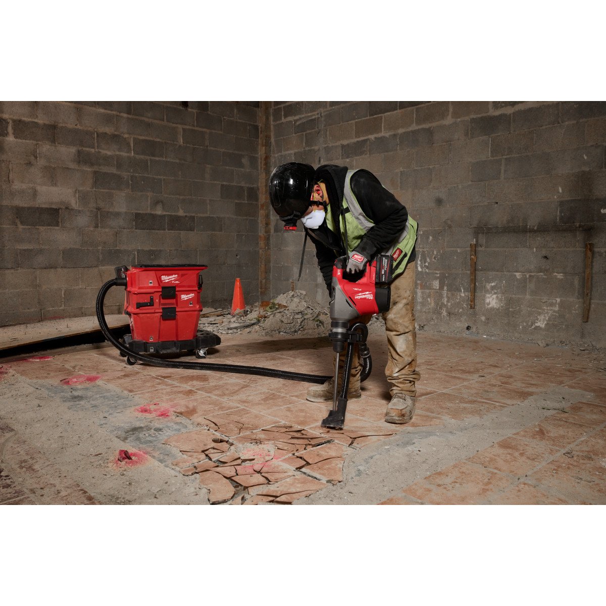 Milwaukee 2917-20 M18 FUEL 1-9/16" SDS Max Rotary Hammer with ONE-KEY - in use