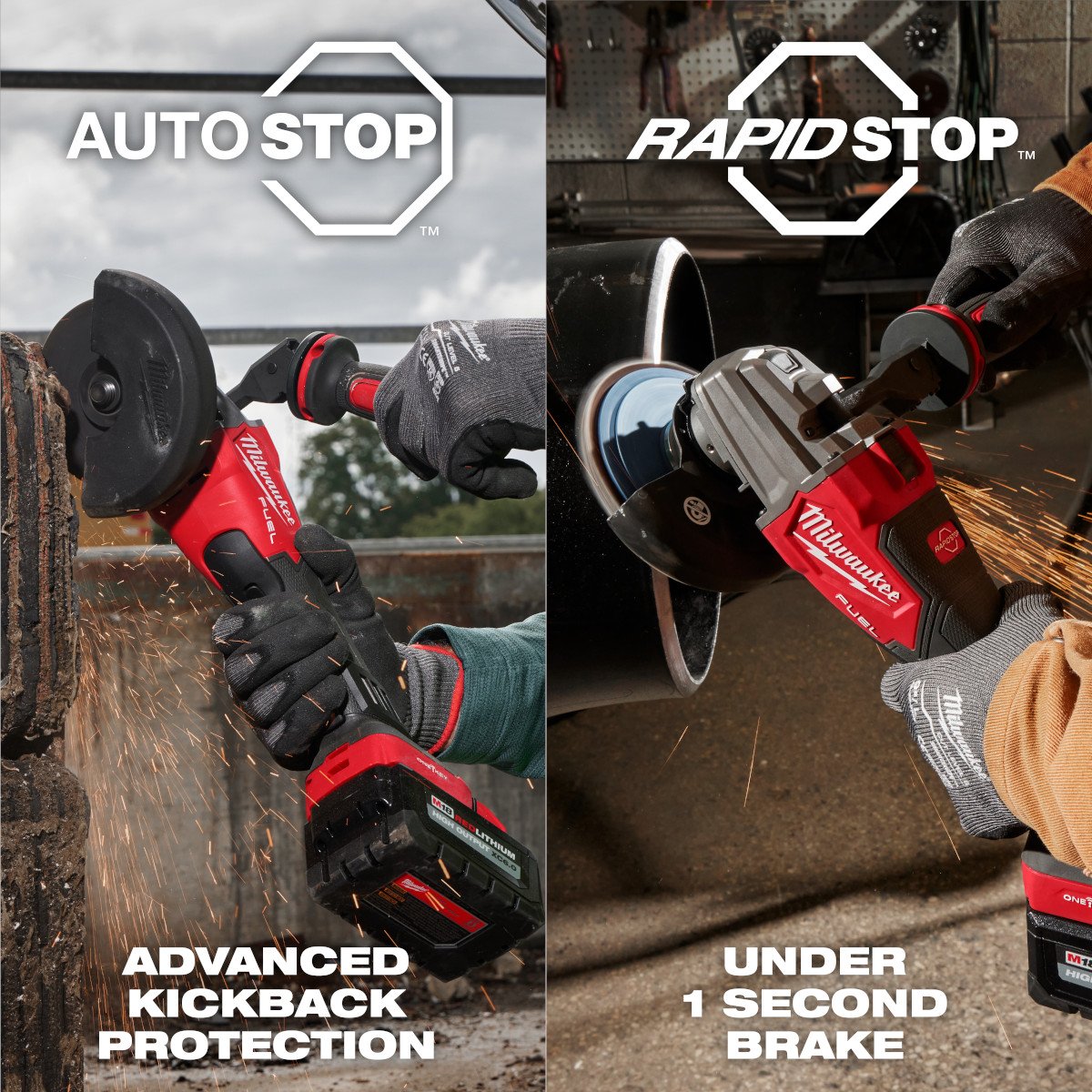 Milwaukee 2986-20 M18 FUEL™ 4-1/2" / 5" Dual-Trigger Braking Grinder - feature callout