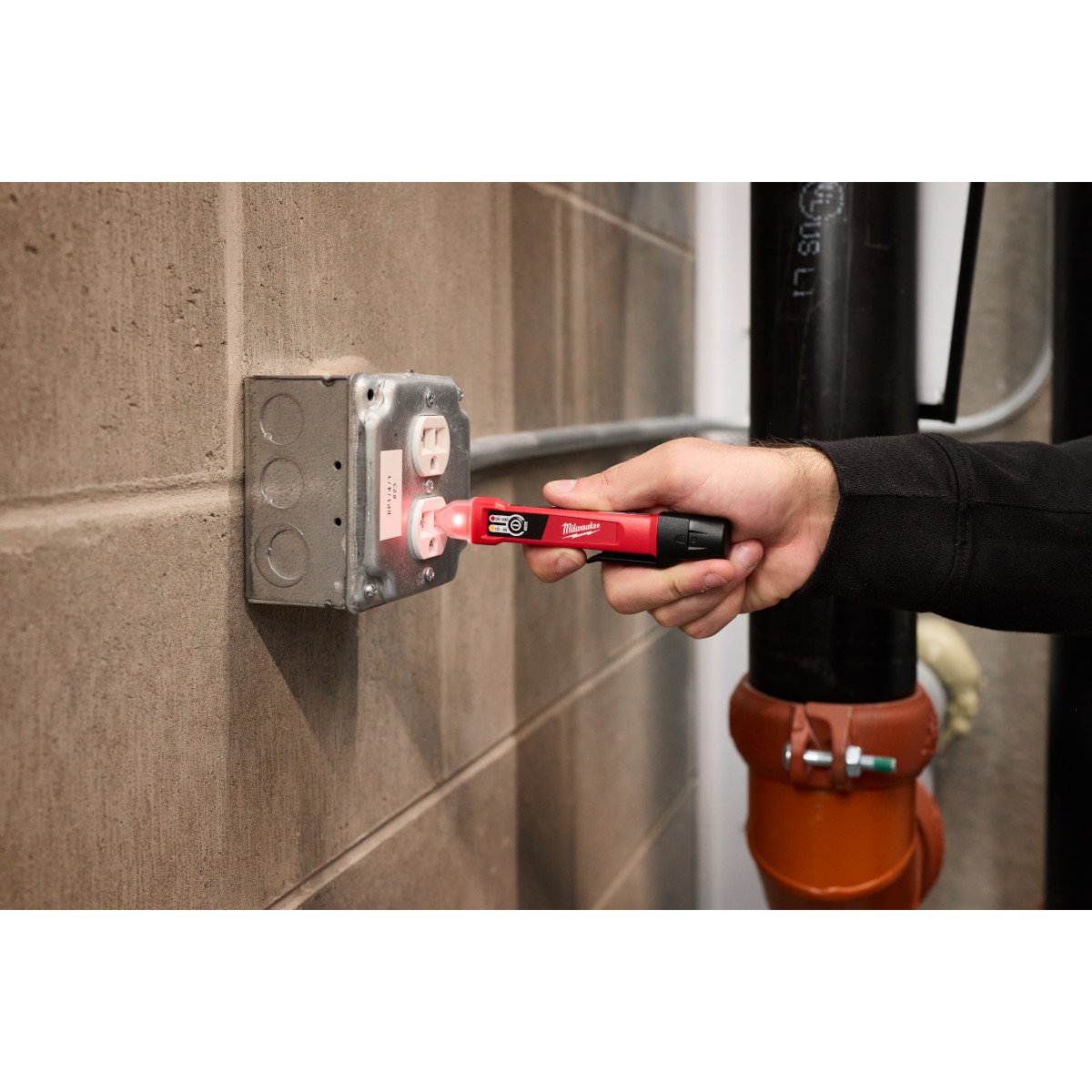 Milwaukee 3208-20 Dual Range Non-Contact Voltage Detector (12V-1000V AC) - in use