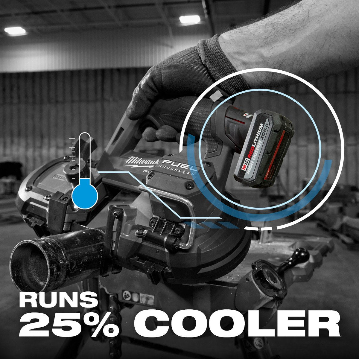 Milwaukee 48-11-2450 M12™ REDLITHIUM™ HIGH OUTPUT™ XC5.0 Battery Pack - feature callout
