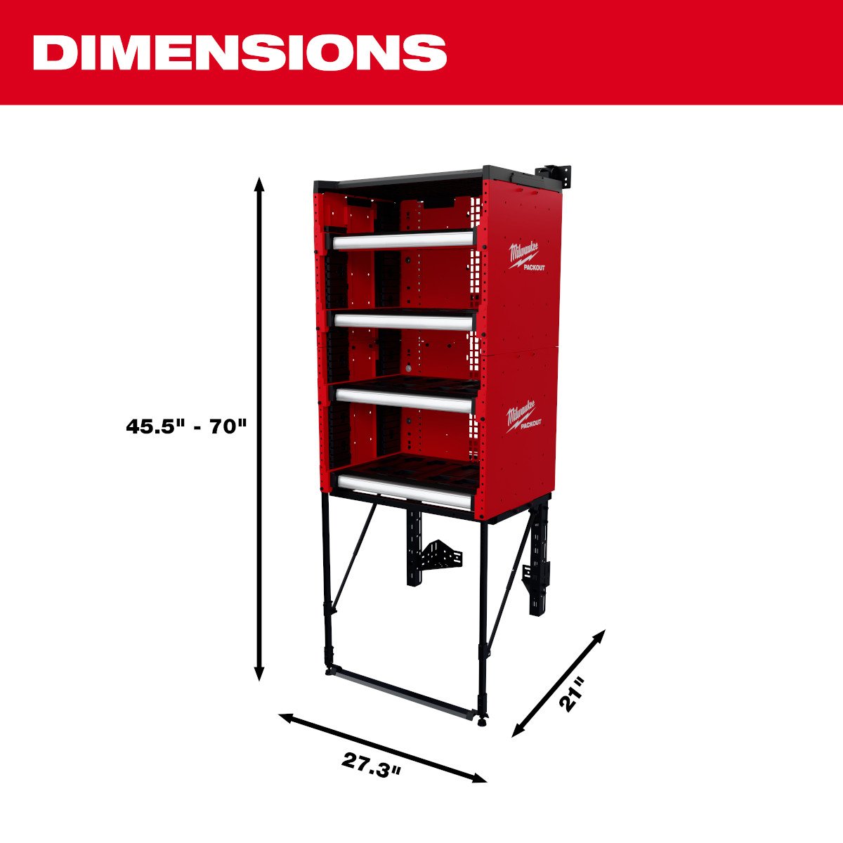 Milwaukee 48-21-8070 PACKOUT™ Rack Kit - feature callout
