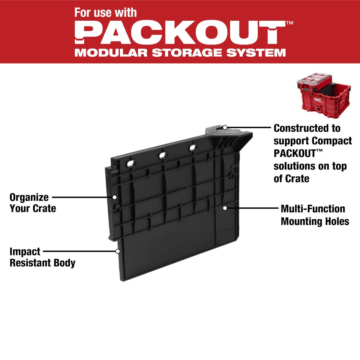 Milwaukee 48-22-8040 Divider for PACKOUT™ Crate - feature callout