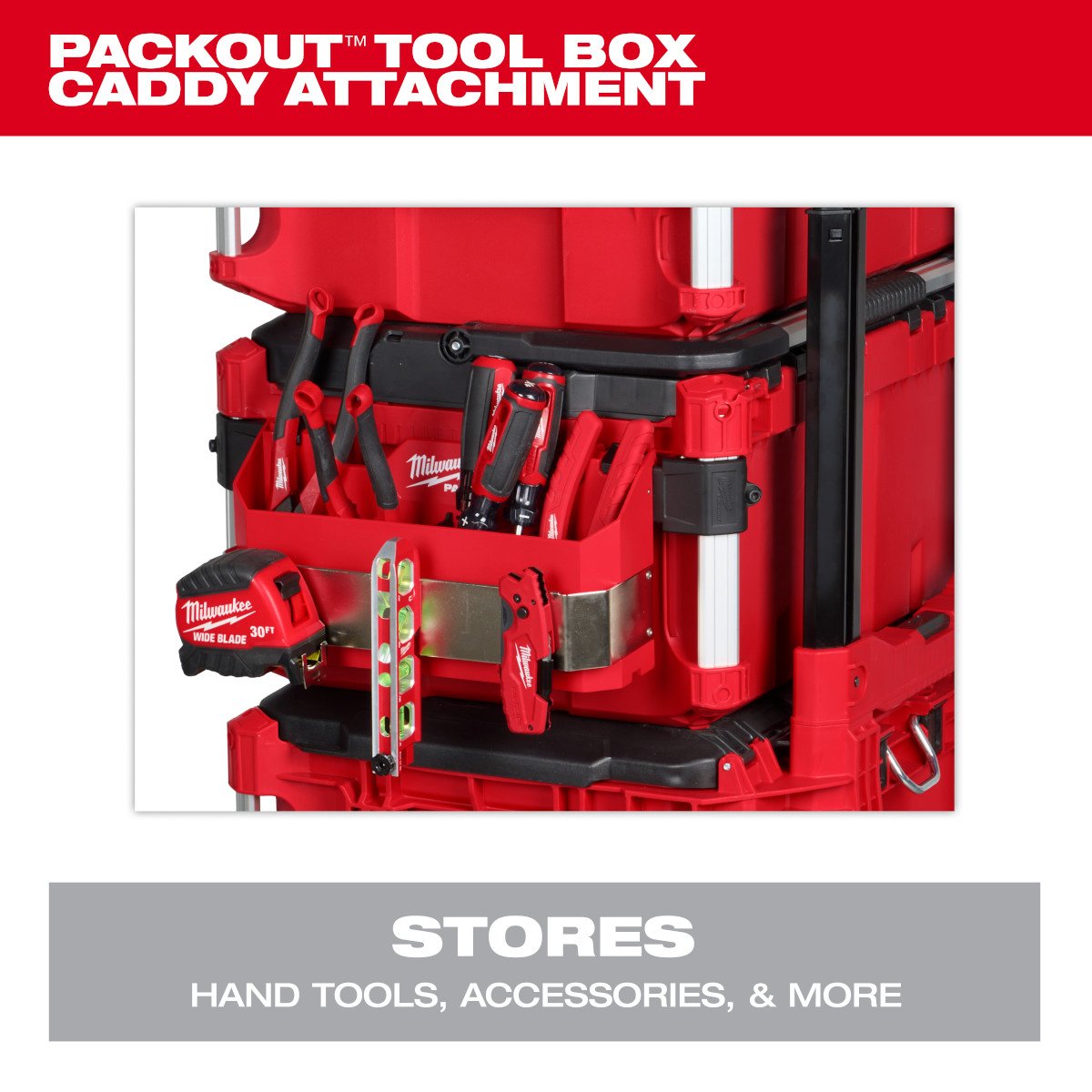 Milwaukee 48-22-8602 PACKOUT™ Tool Box Caddy Attachment - feature callout