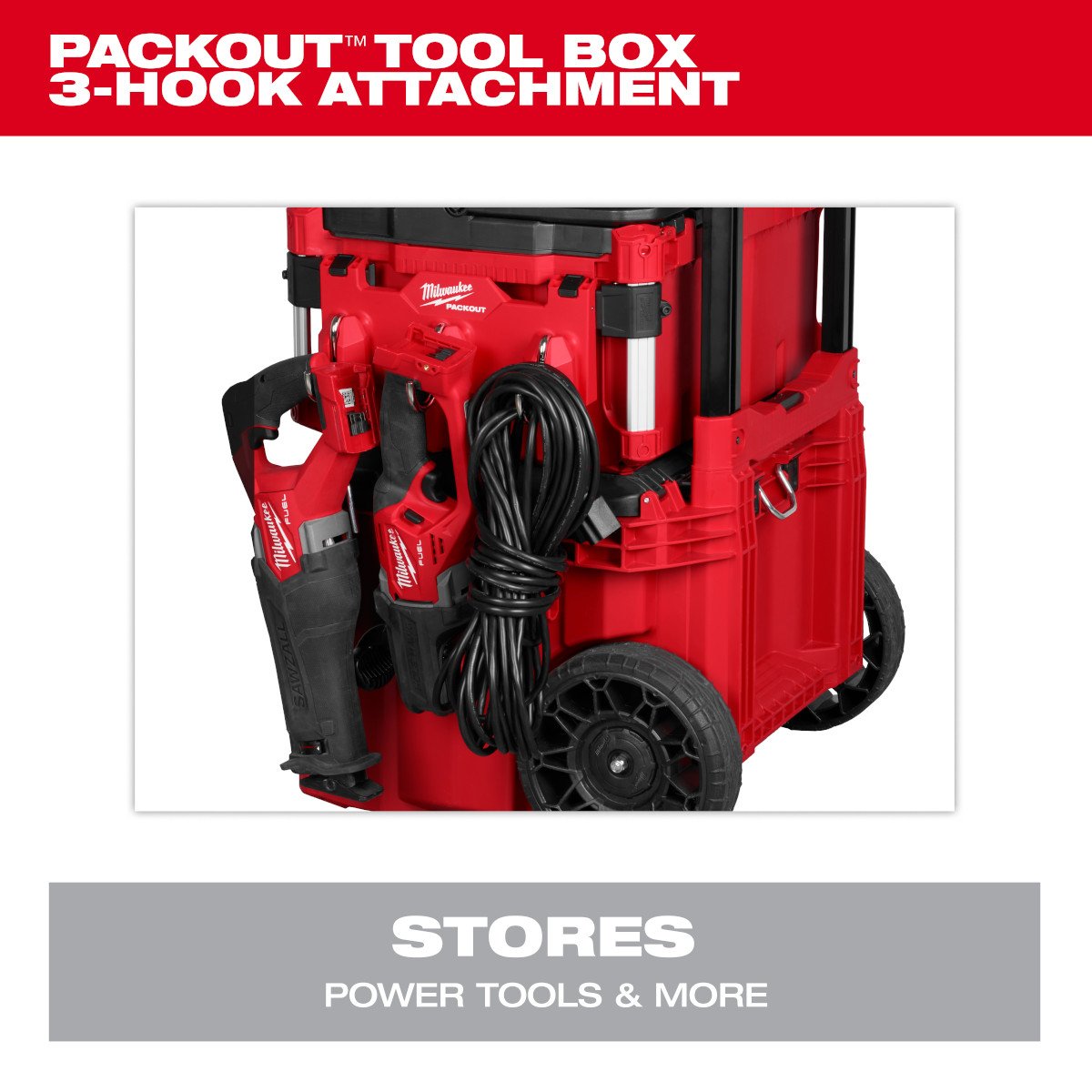 Milwaukee 48-22-8606 PACKOUT™ Tool Box 3-Hook Attachment - feature callout