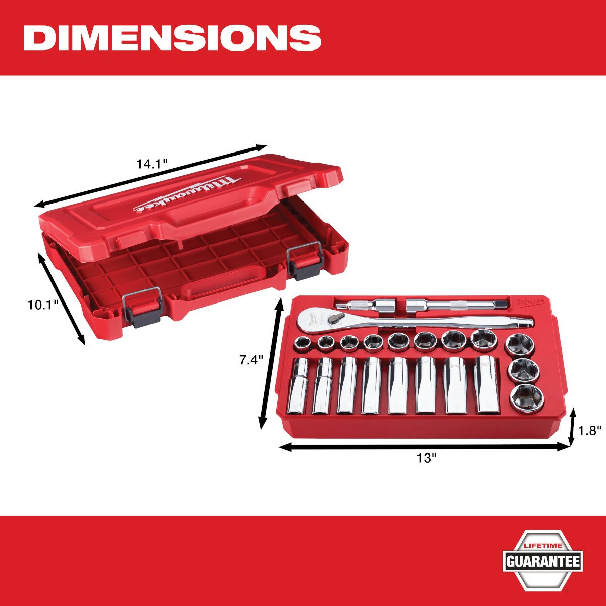 Milwaukee 48-22-9410 pc. 1/2 in. Socket Wrench Set (SAE) - feature callout