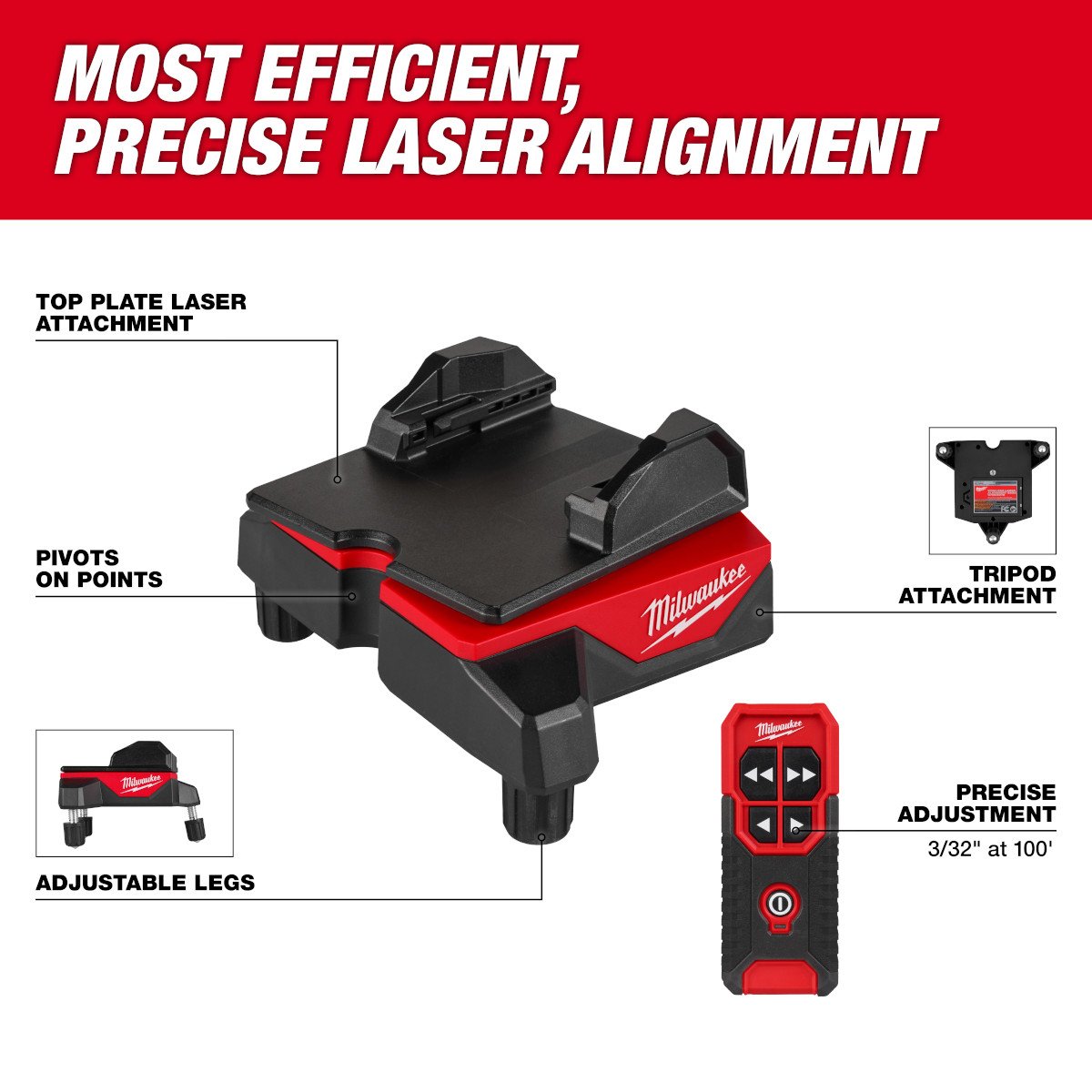 Milwaukee 48-35-1314 Wireless Laser Alignment Base w/ Remote - feature callout