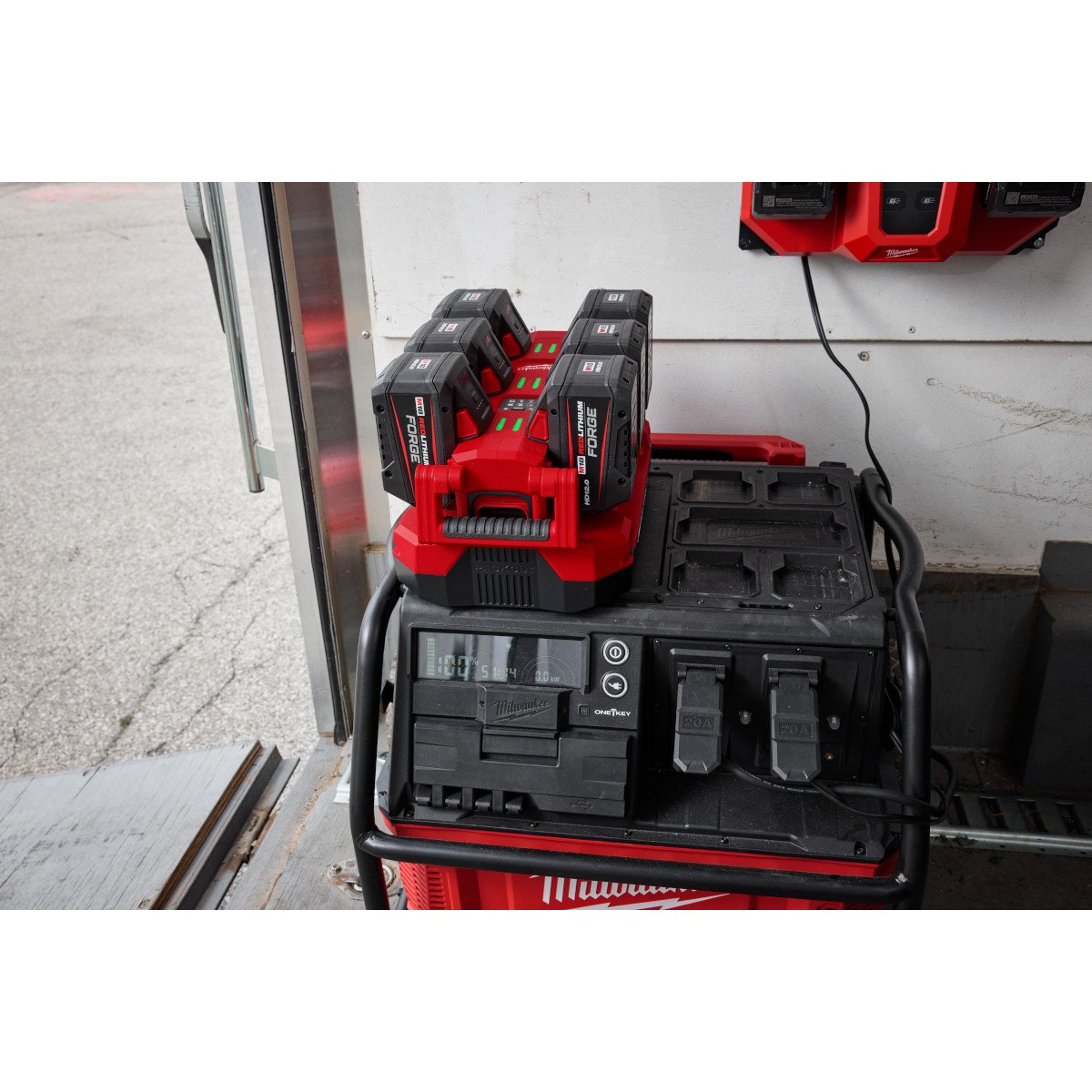 Milwaukee 48-59-1817 M18 Six Bay Daisy Chain Rapid Charger - in use