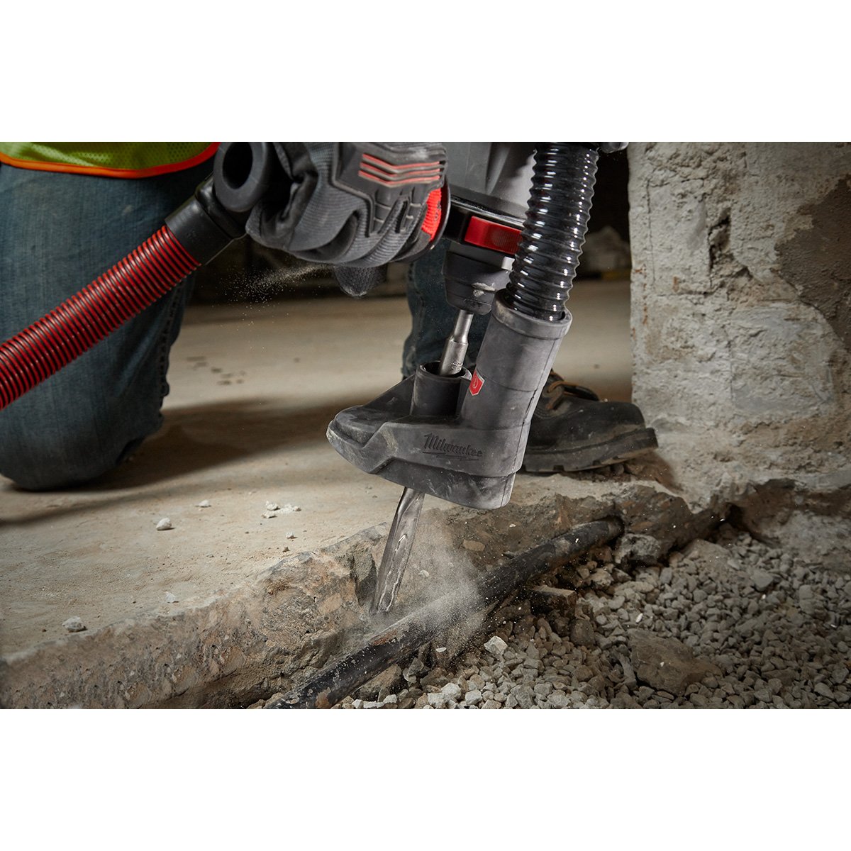 Milwaukee 48-62-6052 SDS PLUS SLEDGE™ 3/4" X 10" Flat Chisel - in use