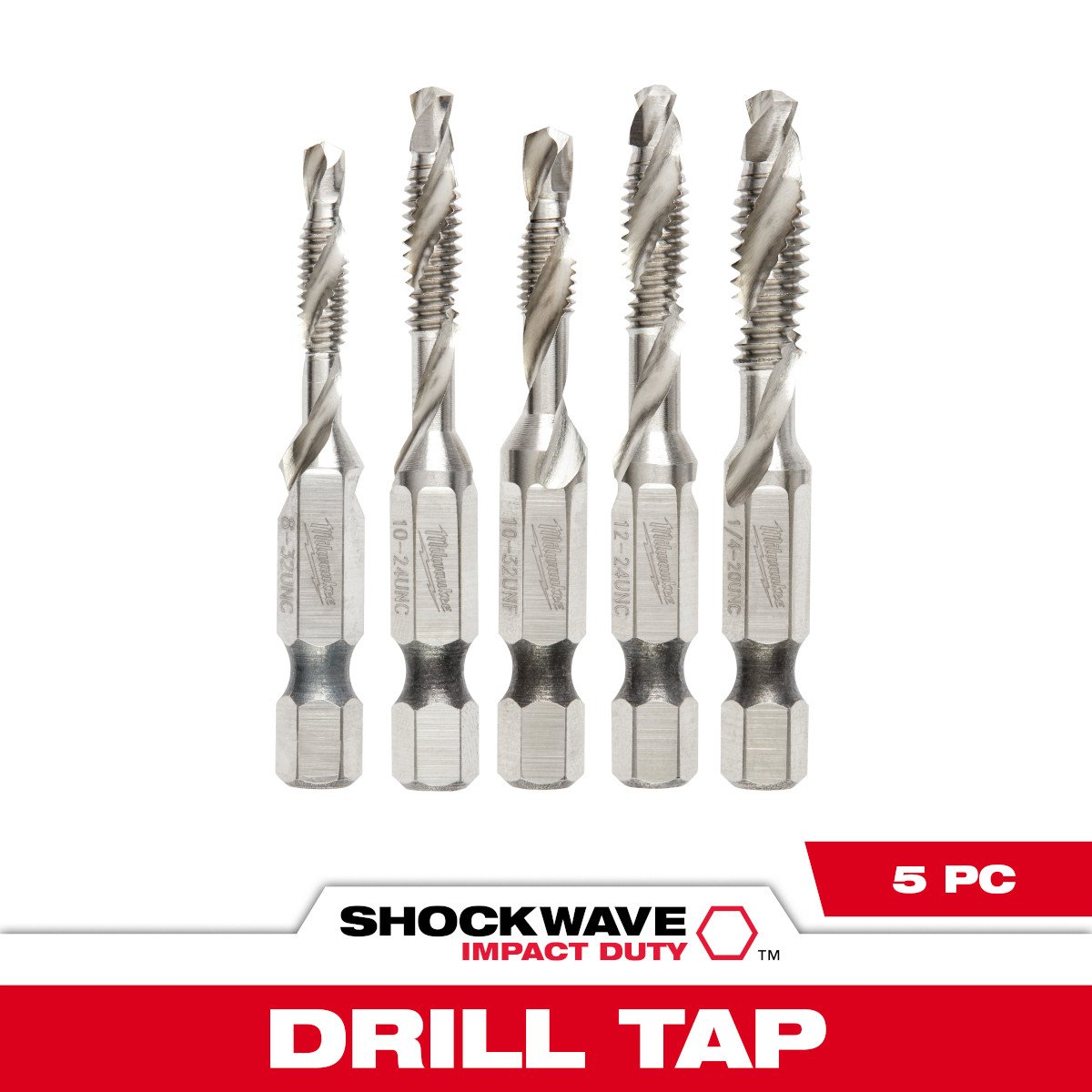 Milwaukee 48-89-4874 SHOCKWAVE™ 5 Pc. SAE Impact Drill Tap Set - feature callout