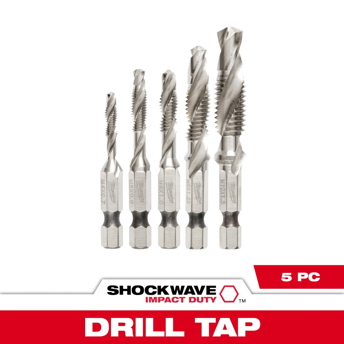 Milwaukee 48-89-4875 SHOCKWAVE™ 5 Pc. Metric Impact Drill Tap Set - feature callout