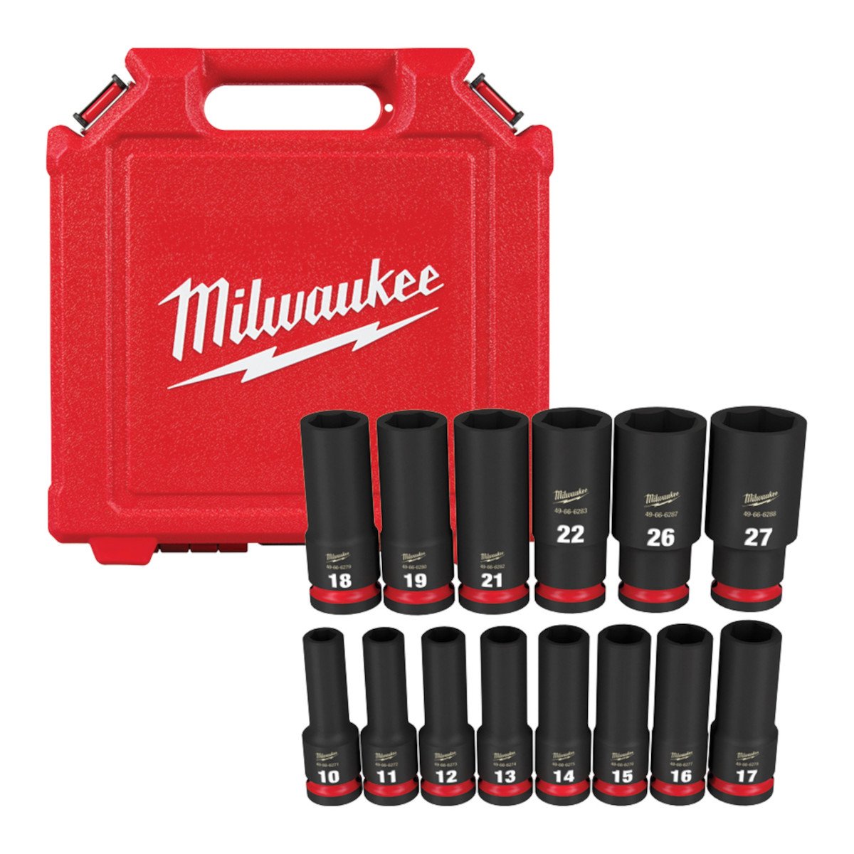Milwaukee 49-66-7014 14PC SHOCKWAVE Impact Duty™ 1/2" Drive Metric Deep 6 Point Socket Set - product view