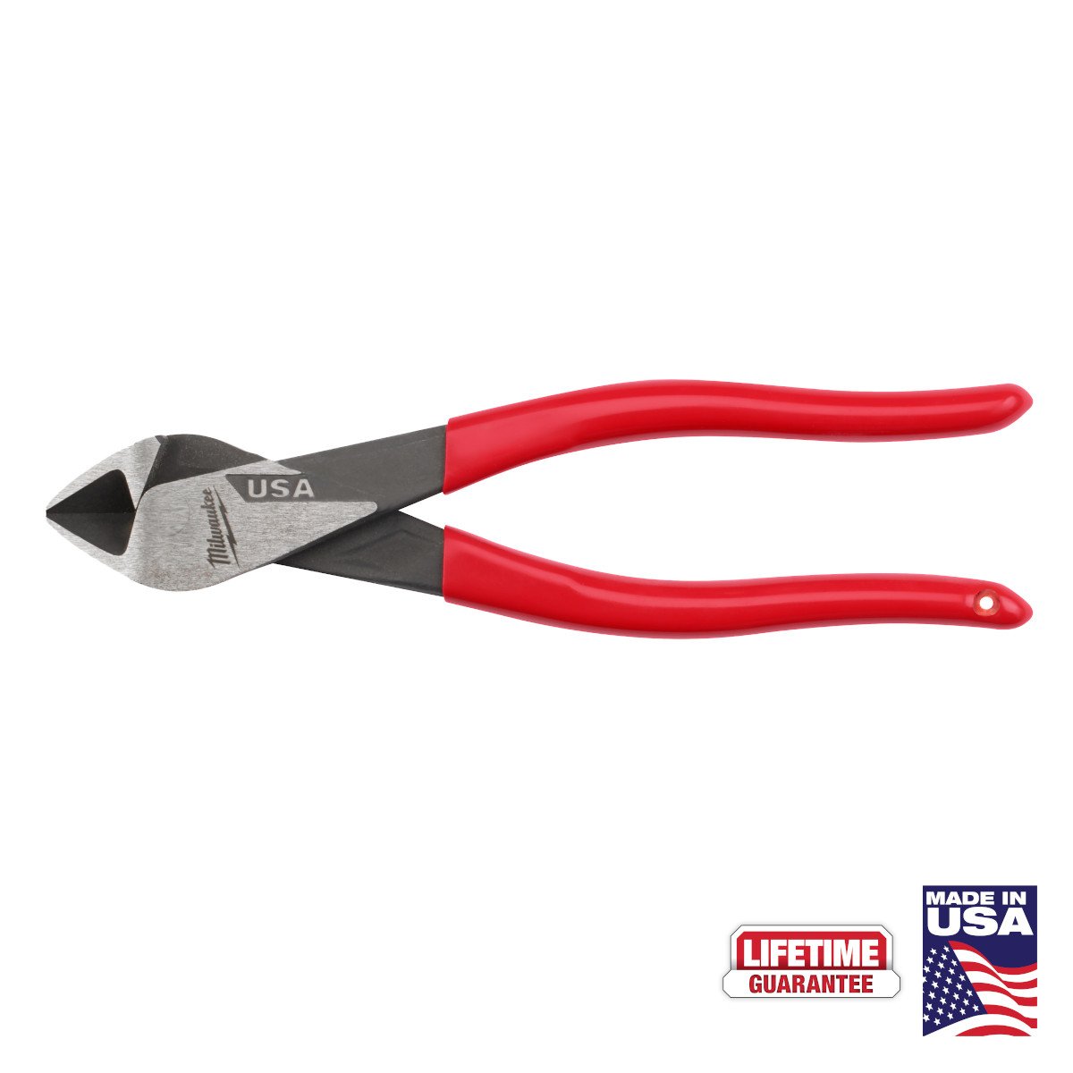 Milwaukee MT508 8" Diagonal Dipped Grip Cutting Pliers (USA) - feature callout