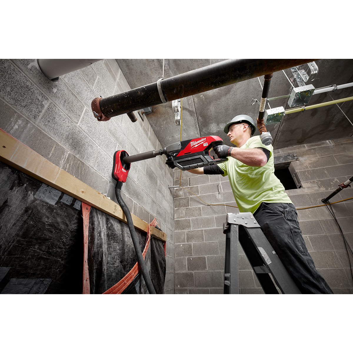 Milwaukee MXF301-2CP MX FUEL™ Handheld Core Drill Kit - in use