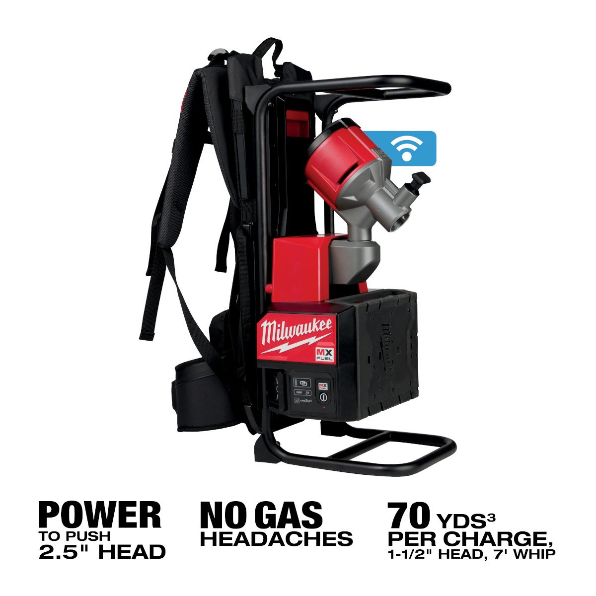 Milwaukee MXF371-2XC MX FUEL™ Backpack Concrete Vibrator Kit - feature callout