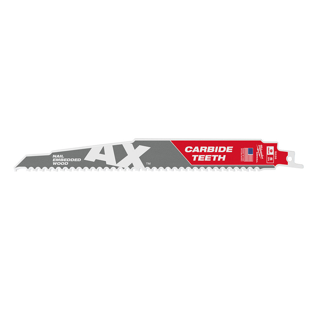 Milwaukee 48-00-8526 - 9" 5 TPI The AX™ with Carbide Teeth SAWZALL® Blade 25PK