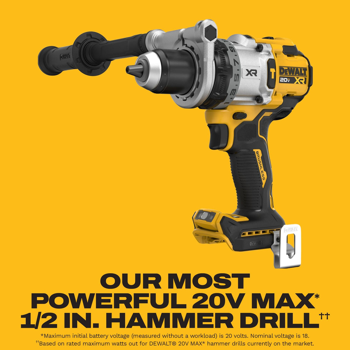 DEWALT DCD1007B 20V MAX XR 1/2 in. Brushless Cordless 3-Speed Hammer Drill (Tool Only) - feature callout