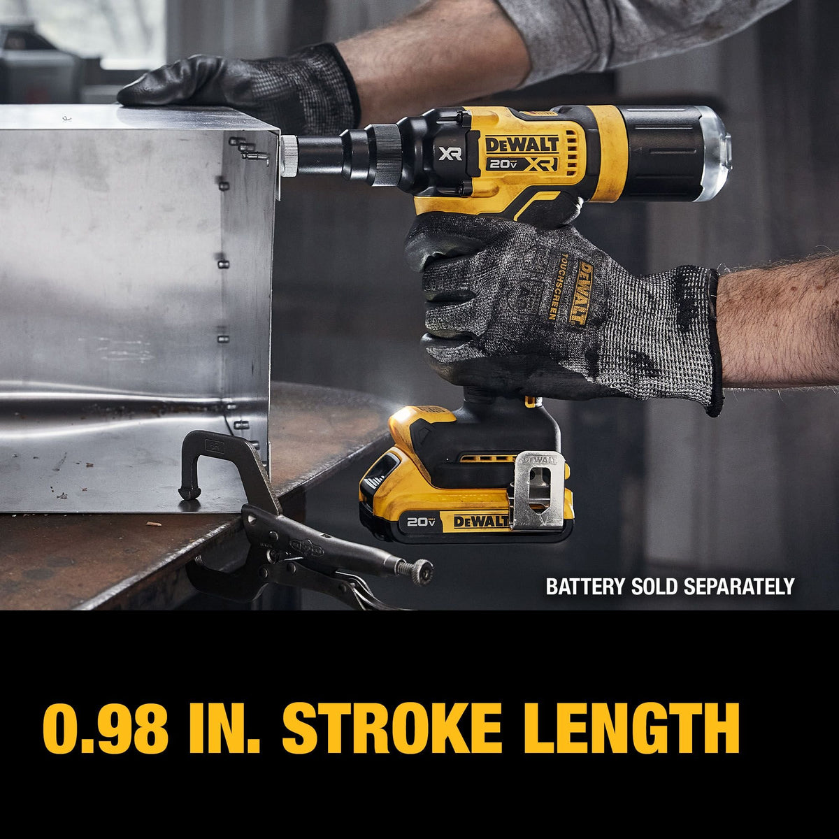 DEWALT DCF403B 20V MAX* XR® Brushless Cordless 3/16'' Rivet Tool (Tool Only) - feature callout