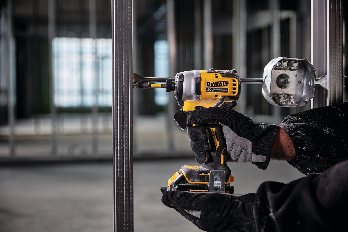 DEWALT DCF809B 20V MAX* ATOMIC Cordless Brushless 1/4 in Impact Driver Drill - in use