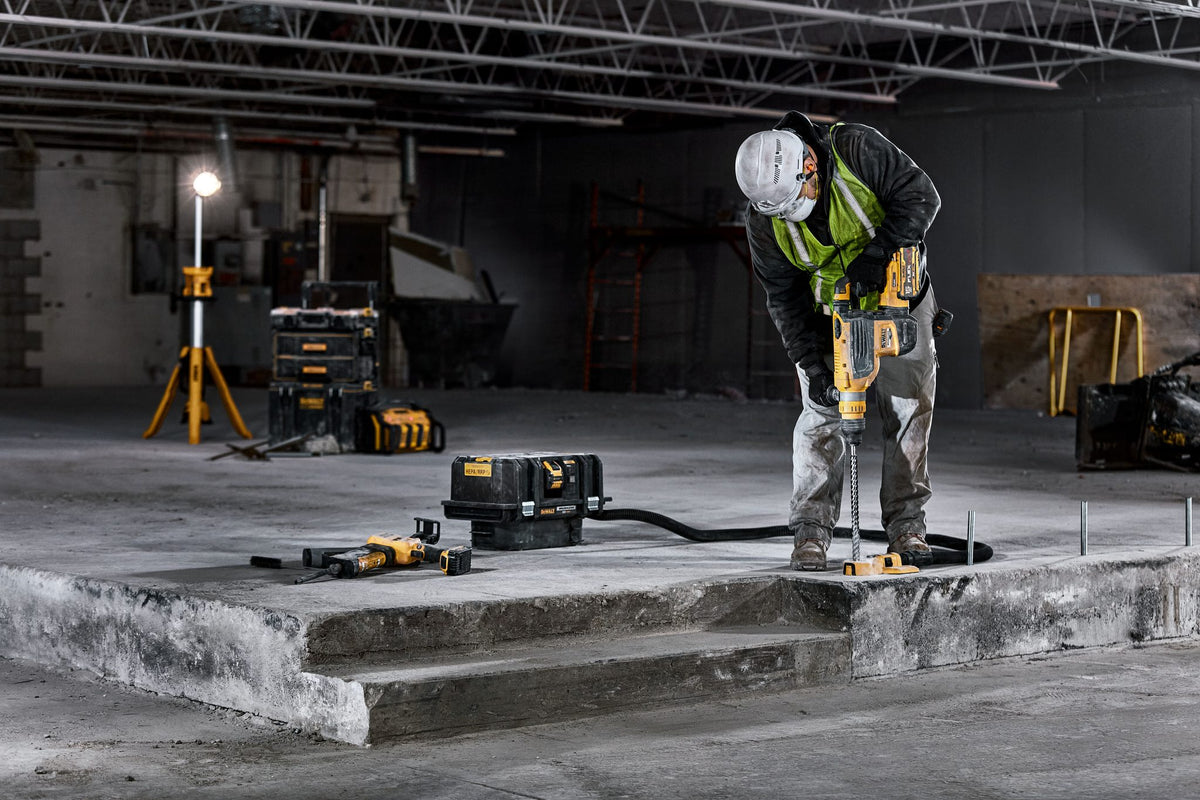 DEWALT DCH735X2 1-7/8" 60V SDS Max Rotary Hammer Kit - in use