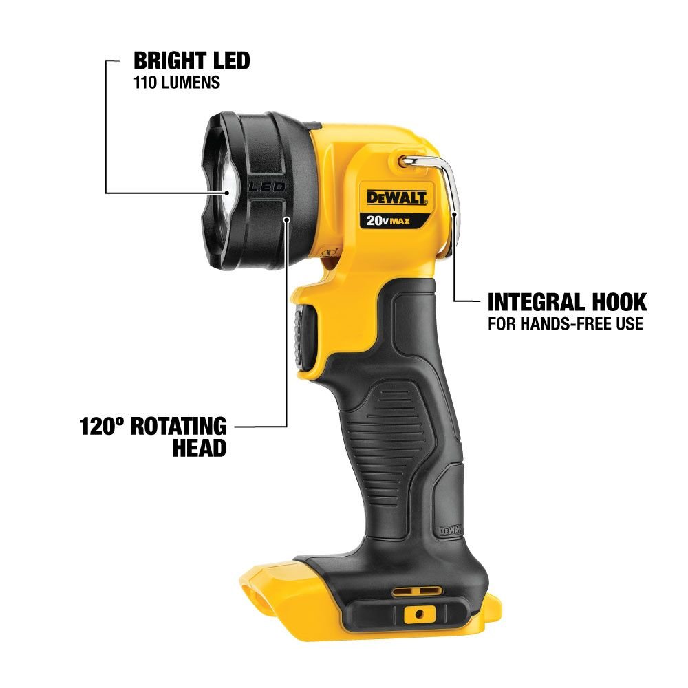 DEWALT DCL040 20V Max* Led Work Light / Flashlight - feature callout