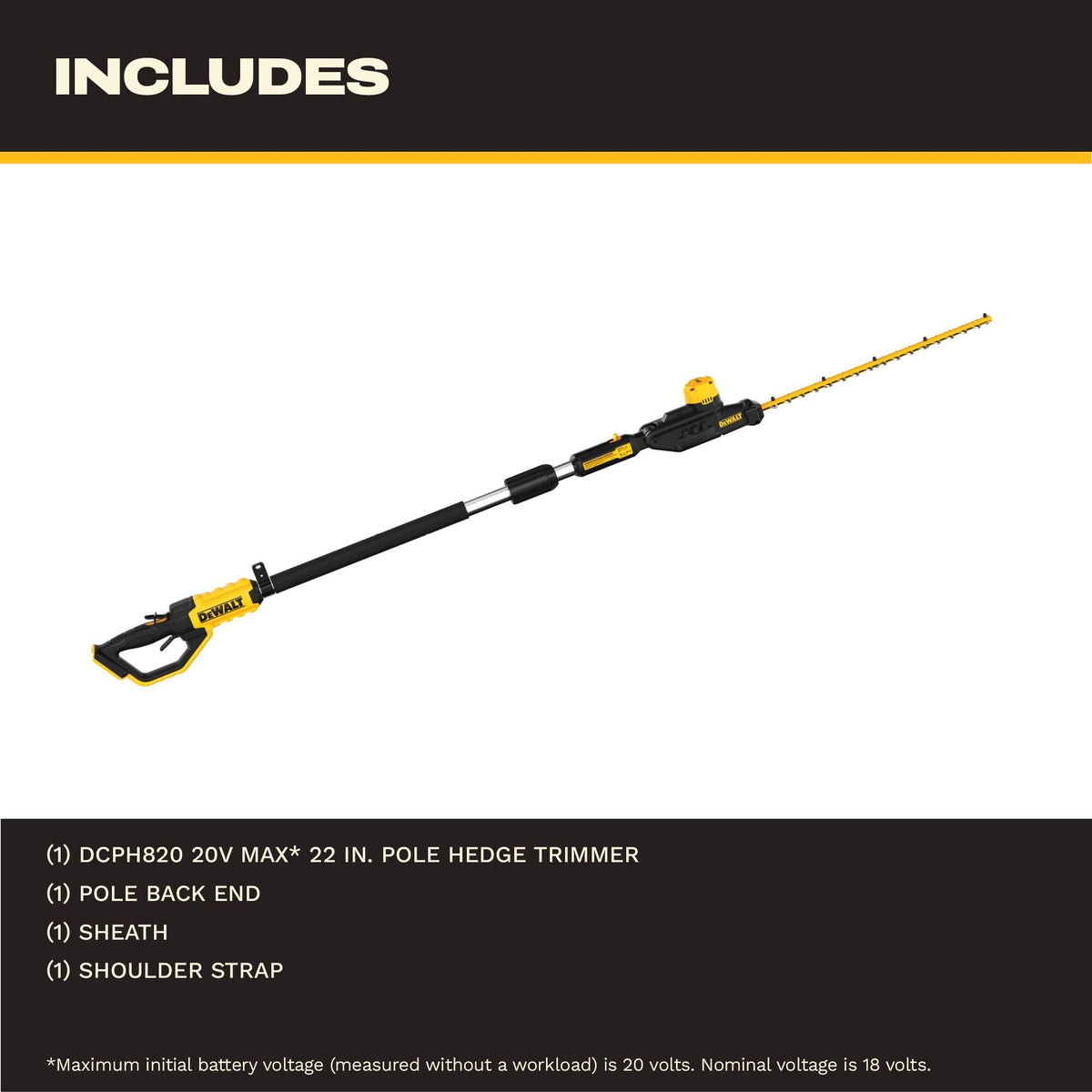 DEWALT DCPH820B 20V MAX Pole Hedge Trimmer - feature callout