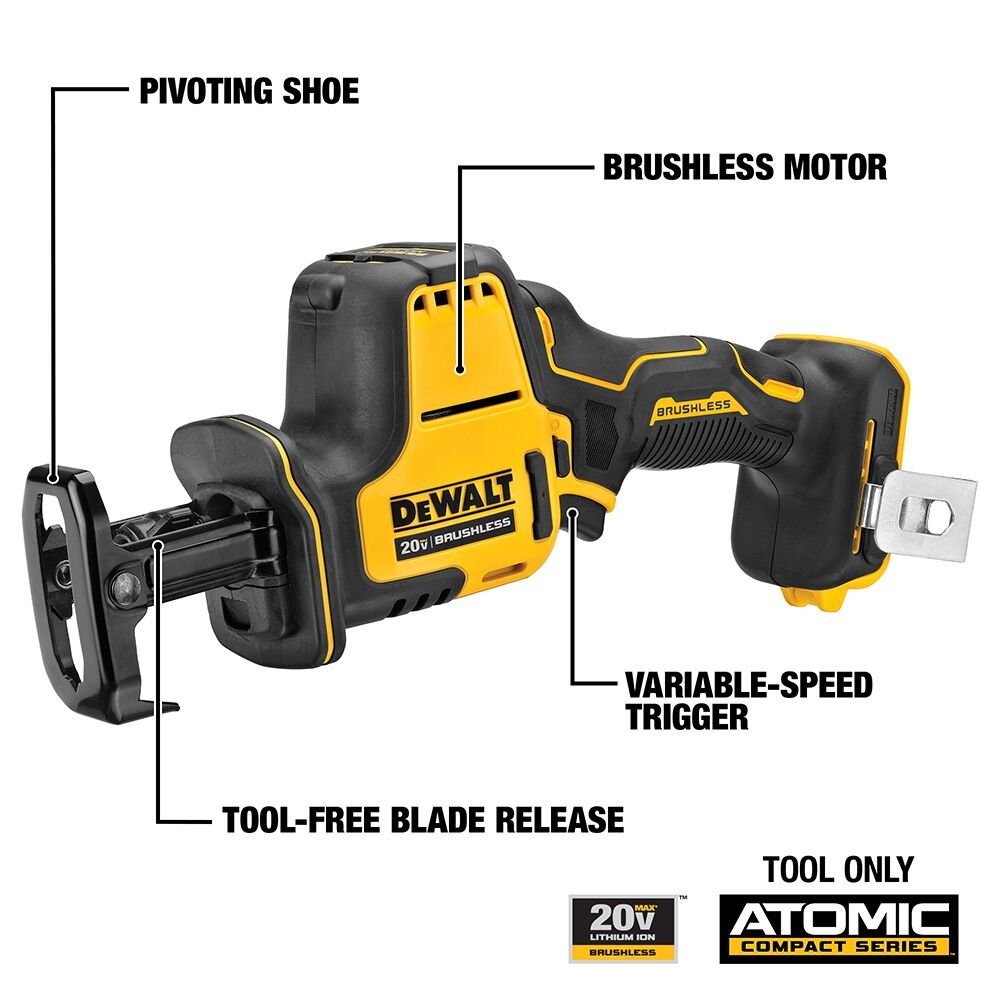 DEWALT DCS369B ATOMIC 20V MAX Cordless One-Handed Reciprocating Saw (Tool Only) - feature callout
