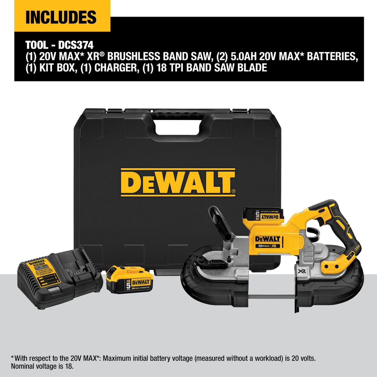 DEWALT DCS374P2 20V Max Deep Cut Band Saw Kit - feature callout