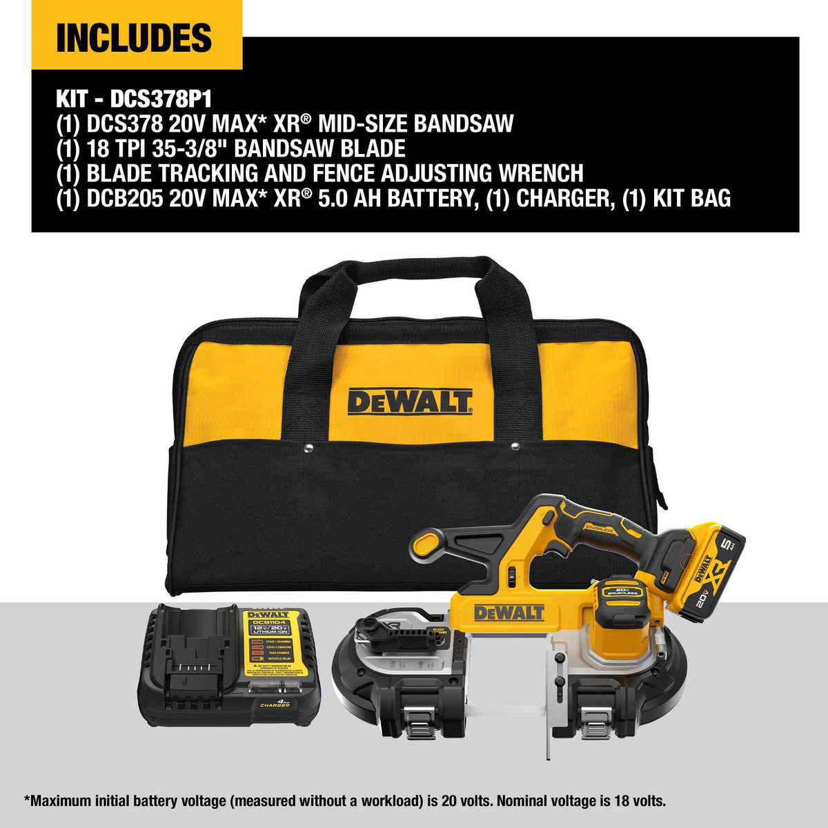 DEWALT DCS378P1 20V 3-1/4In. Band Saw Kit - feature callout