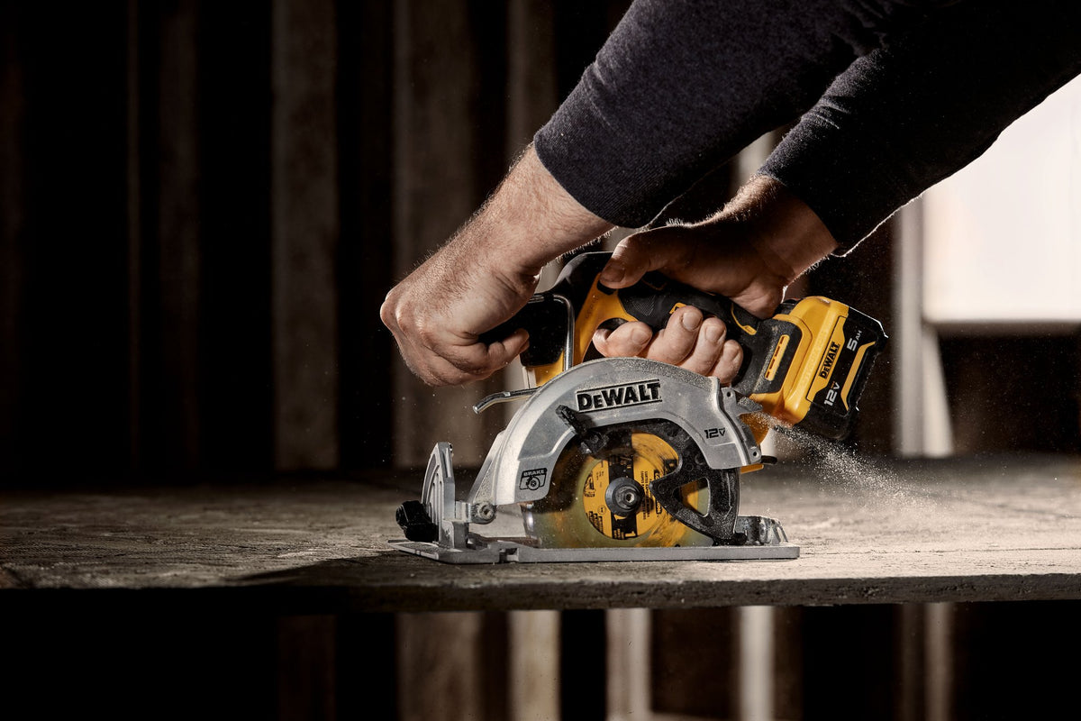DEWALT DCS512B XTREME™ 12V MAX* 5-3/8 IN. BRUSHLESS CORDLESS CIRCULAR SAW (TOOL ONLY) - in use