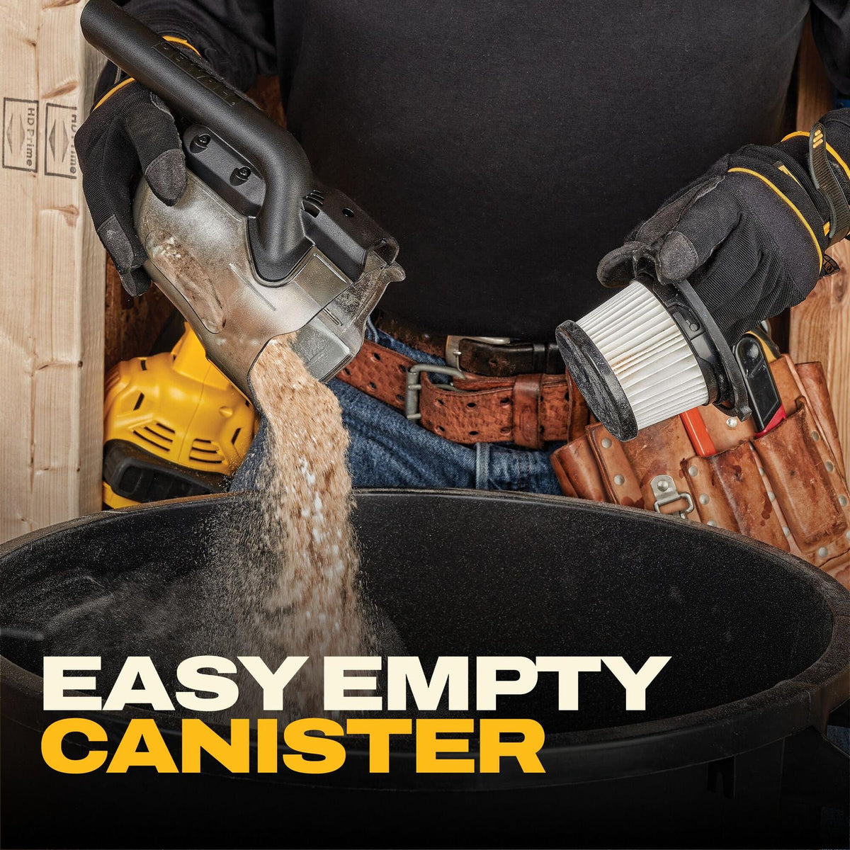 DEWALT DCV501HB 20V Cordless Dry Hand Vacuum (Tool only) - feature callout