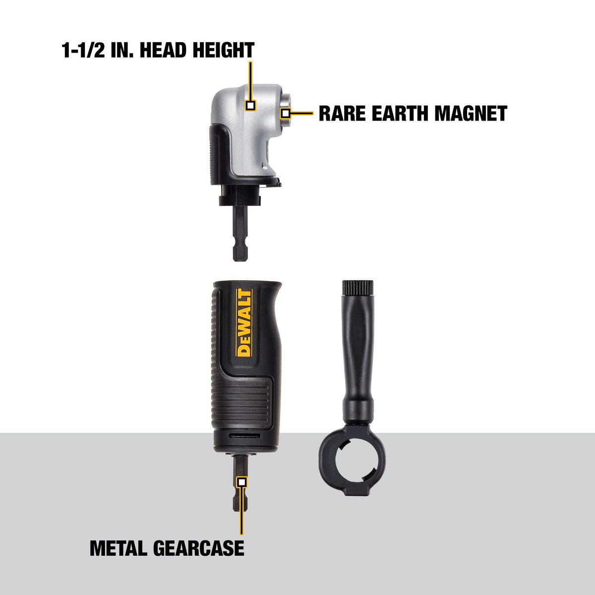 DEWALT DWAMRAFT Right Angle Drill Adaptor, 2-In-1 Attachment - feature callout