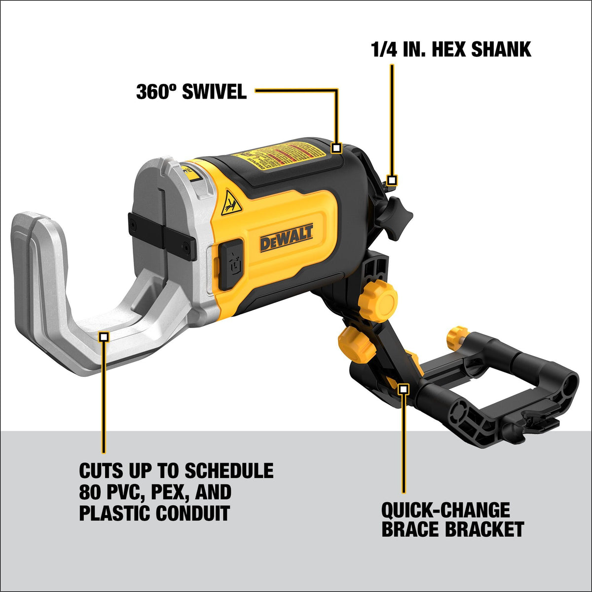 DEWALT DWAPVCIR PVC PEX Cutting Attachment - feature callout