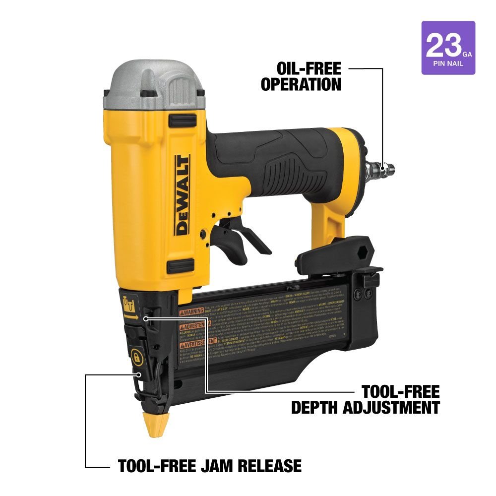 DEWALT DWFP2350K 23 Guage 2" Pinnailer Kit - feature callout