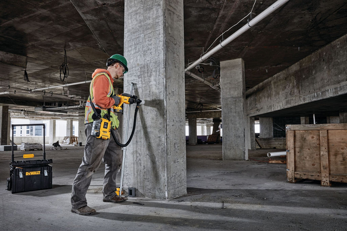 DEWALT DWH200D SDS+ Rotary Hammer Dust Exctraction Cup Set - in use