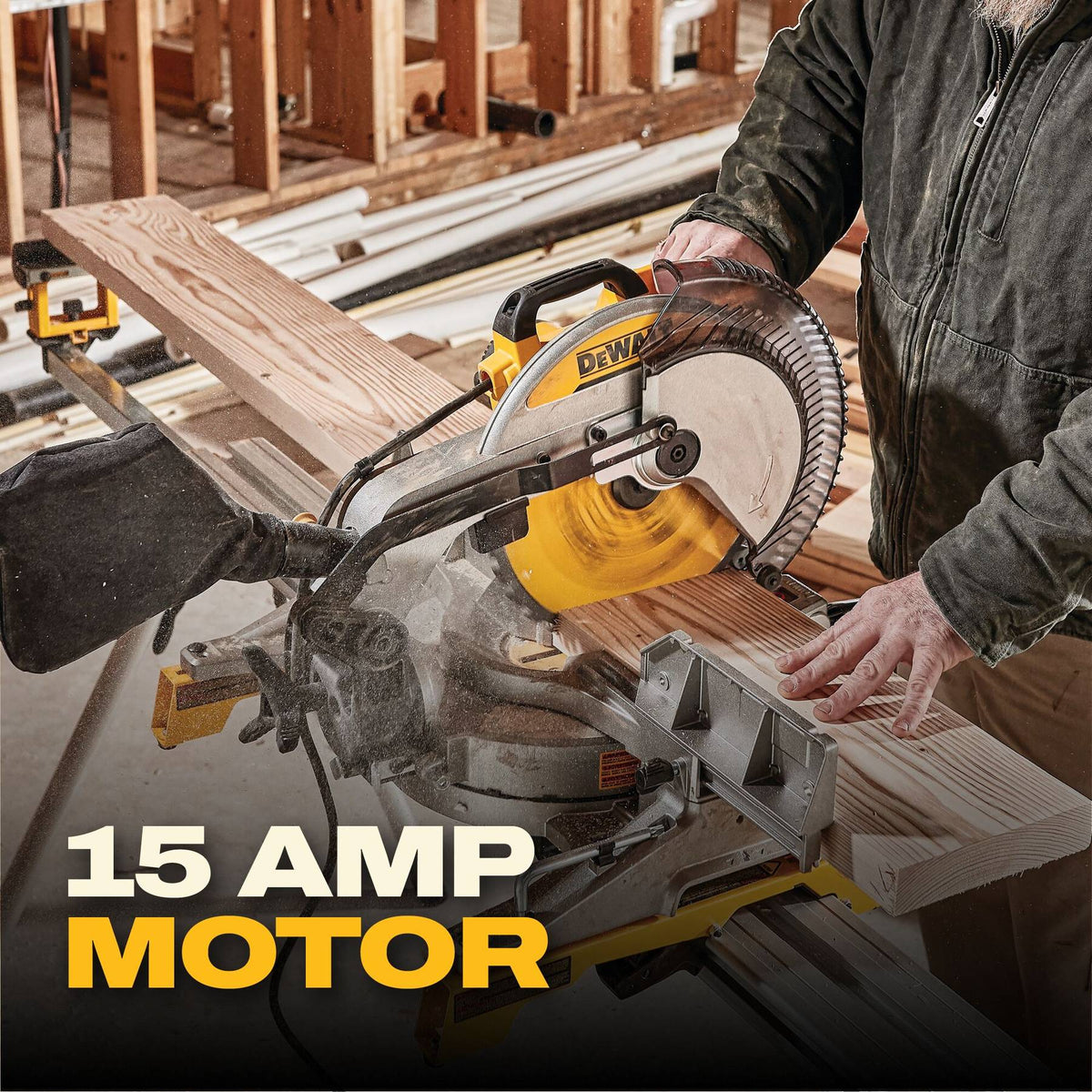DEWALT DWS715 12" Single Bevel Compound Mitre Saw - feature callout