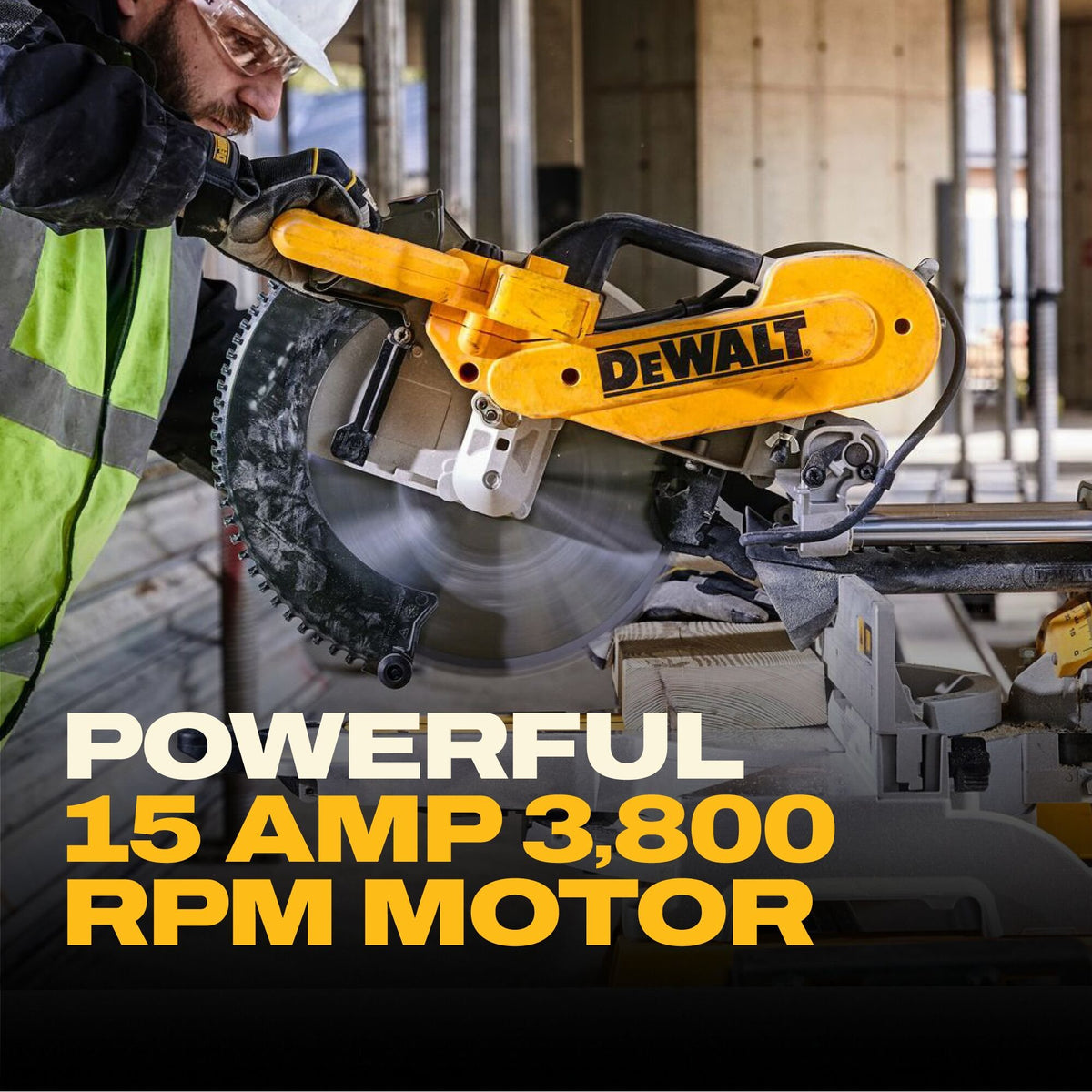 DEWALT DWS780 12-Inch Double Bevel Sliding Compound Miter Saw - feature callout