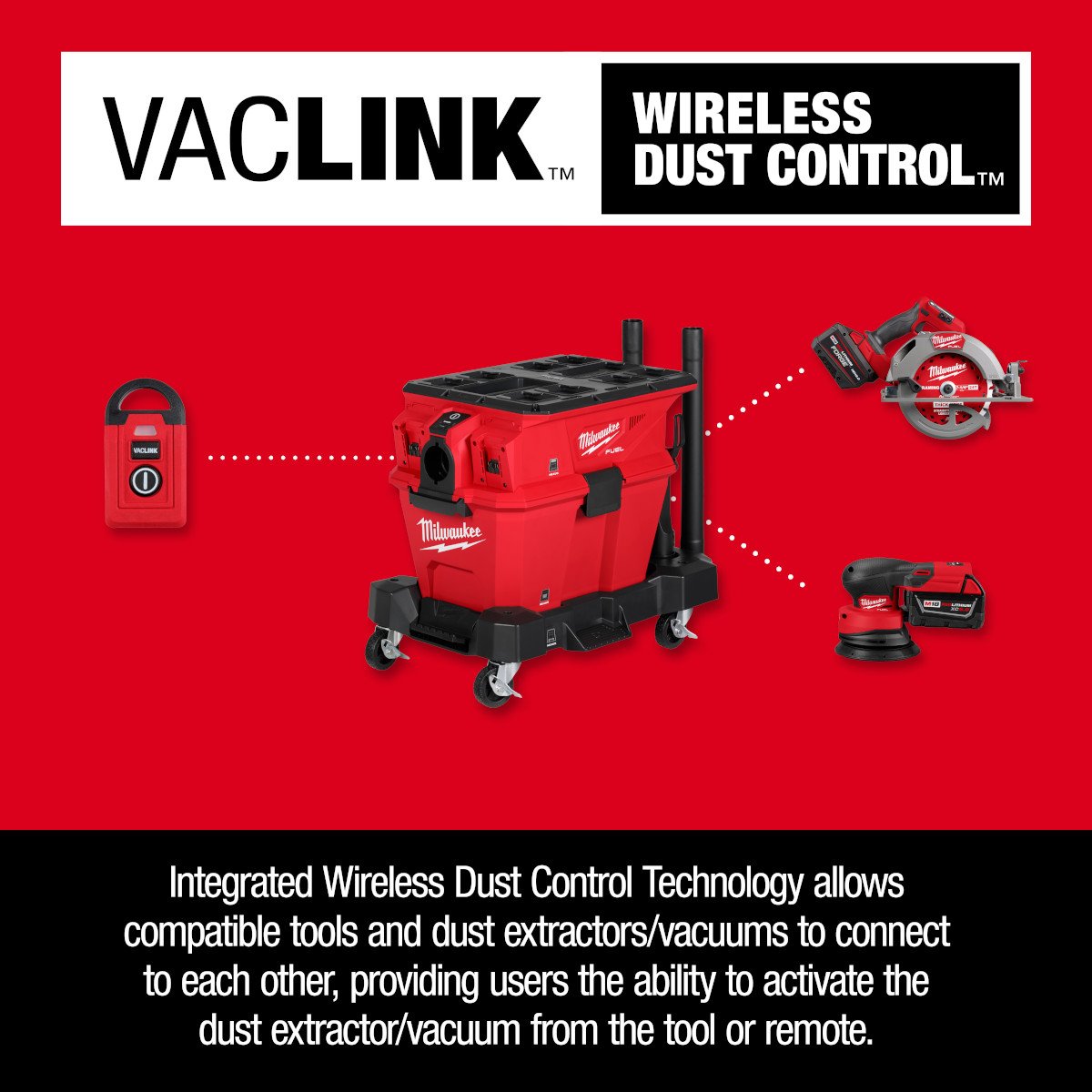 Milwaukee 0926-20 M18 FUEL™ NEXUS™ Dual Battery Wet/Dry Vacuum Motor Head w/ PACKOUT™ Compatibility & VACLIN - feature callout