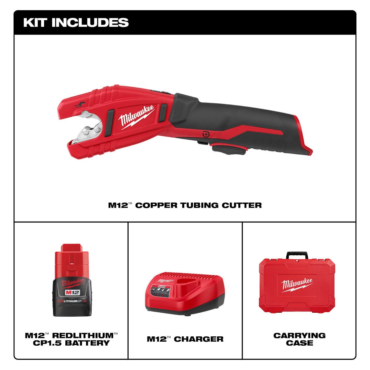 Milwaukee 2471-21 M12™ Cordless Lithium-Ion Copper Tubing Cutter - feature callout