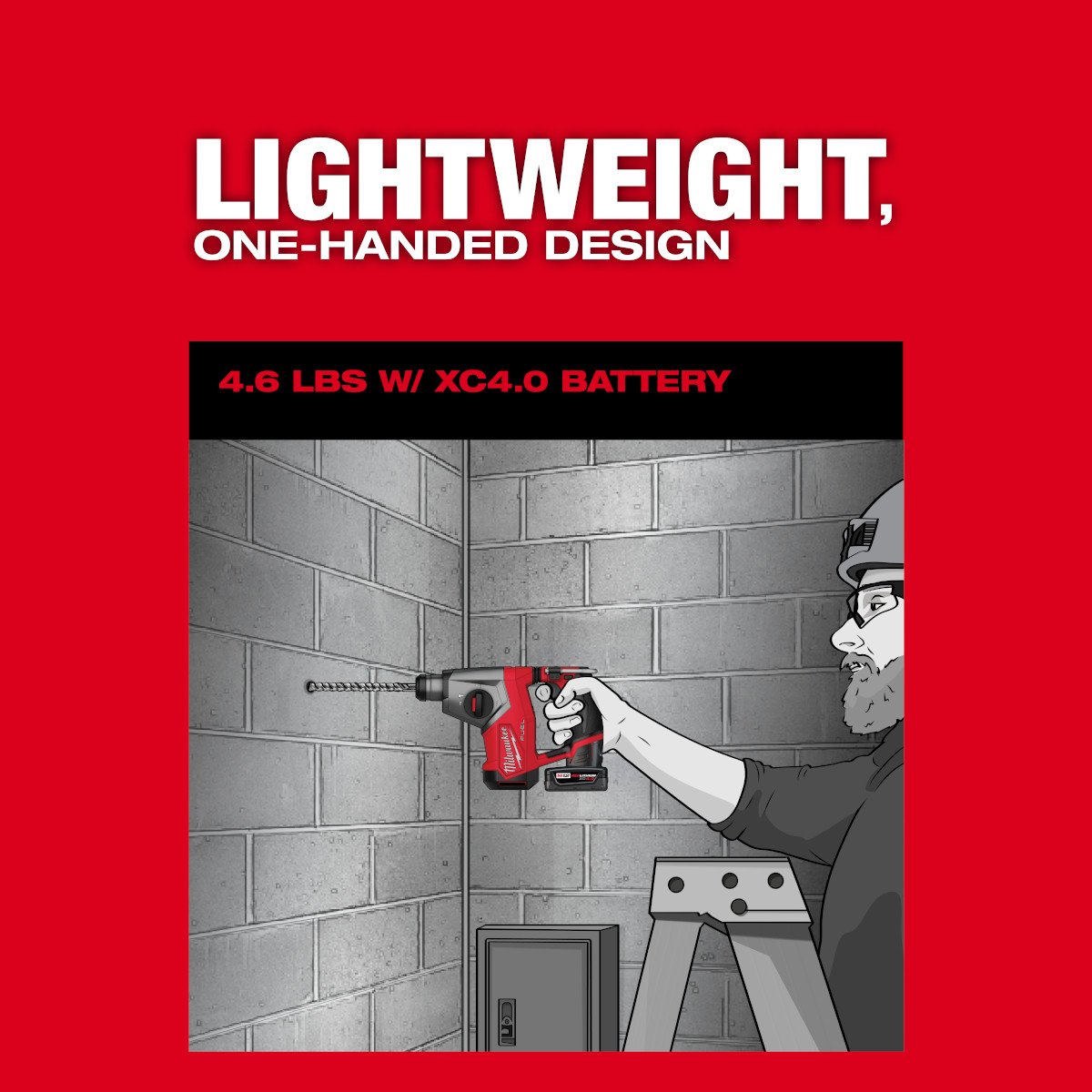 Milwaukee 2508-20 M12 FUEL™ 5/8” SDS Plus Rotary Hammer - feature callout
