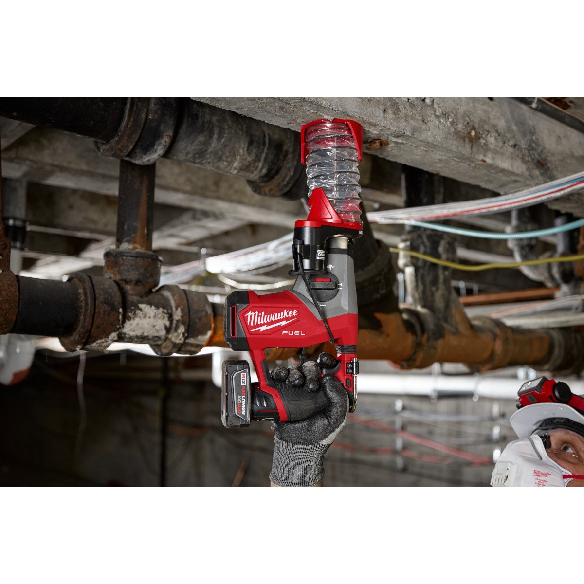 Milwaukee 2508-21XC M12 FUEL™ 5/8” SDS Plus Rotary Hammer Kit - in use