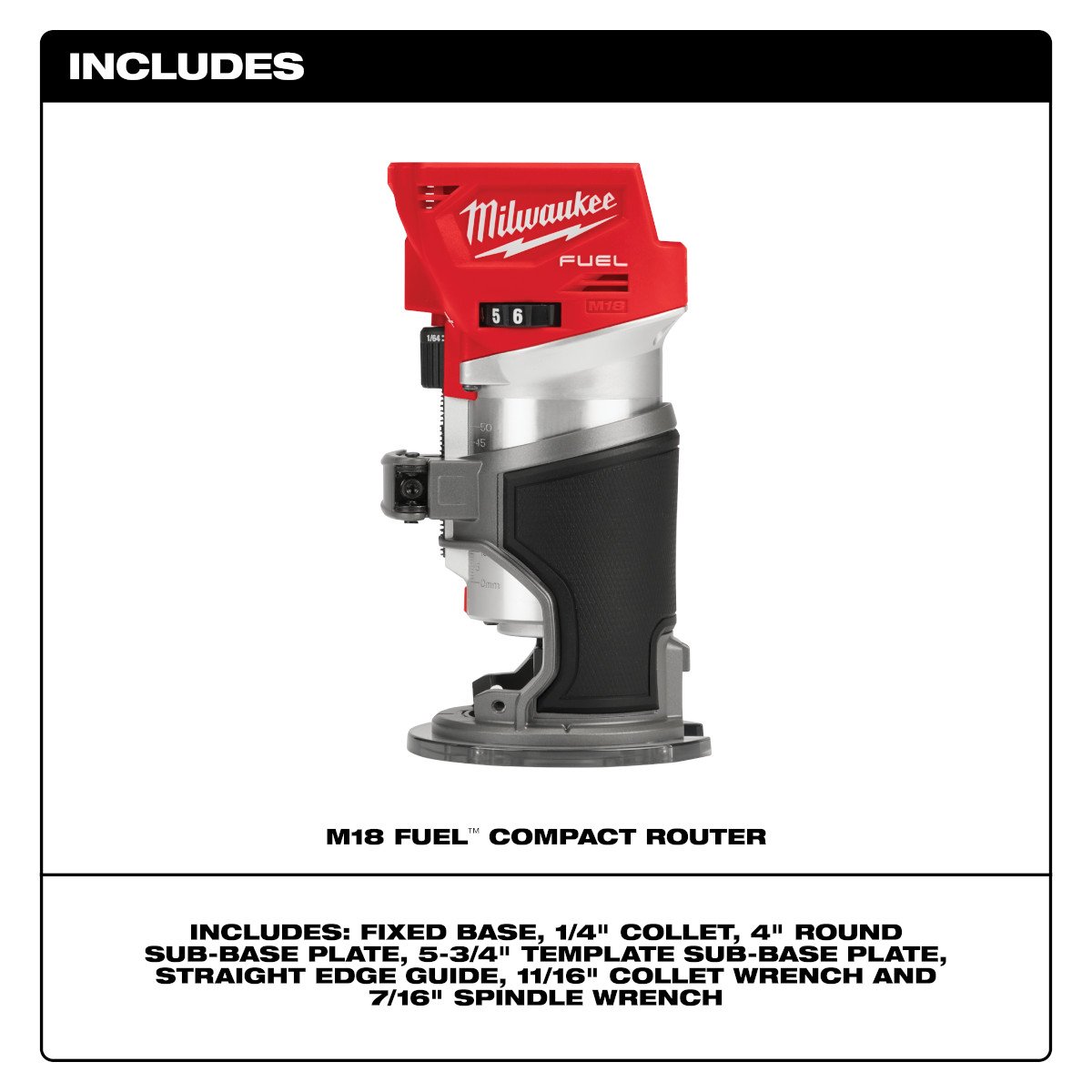 Milwaukee 2723-20 M18 FUEL™ Compact Router - feature callout