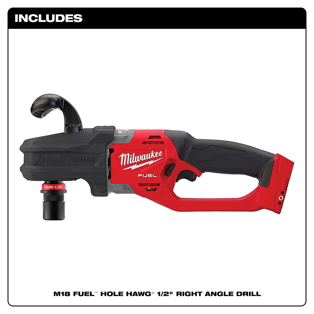 Milwaukee 2808-20 M18 FUEL™ HOLE HAWG™ Right Angle Drill w/QUIK-LOK™ - feature callout