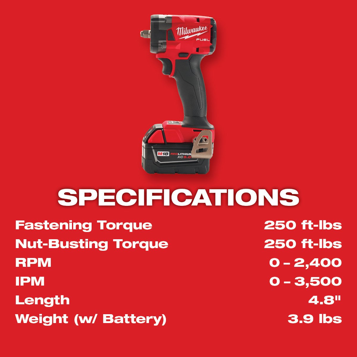 Milwaukee 2854-22R M18 FUEL™ 3/8" Compact Impact Wrench w/ Friction Ring Kit - feature callout